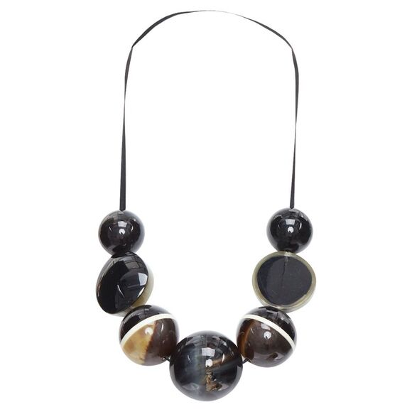 Marni khaki acrylic giant balls tie ribbon statement necklace - Picture 1 of 6
